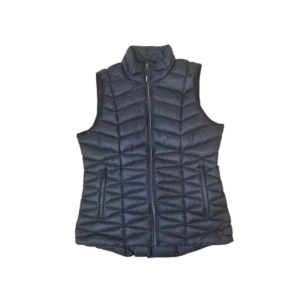 Tangerine Womens Large Black Down Puffer Vest Quilted Full Zip Lightweight